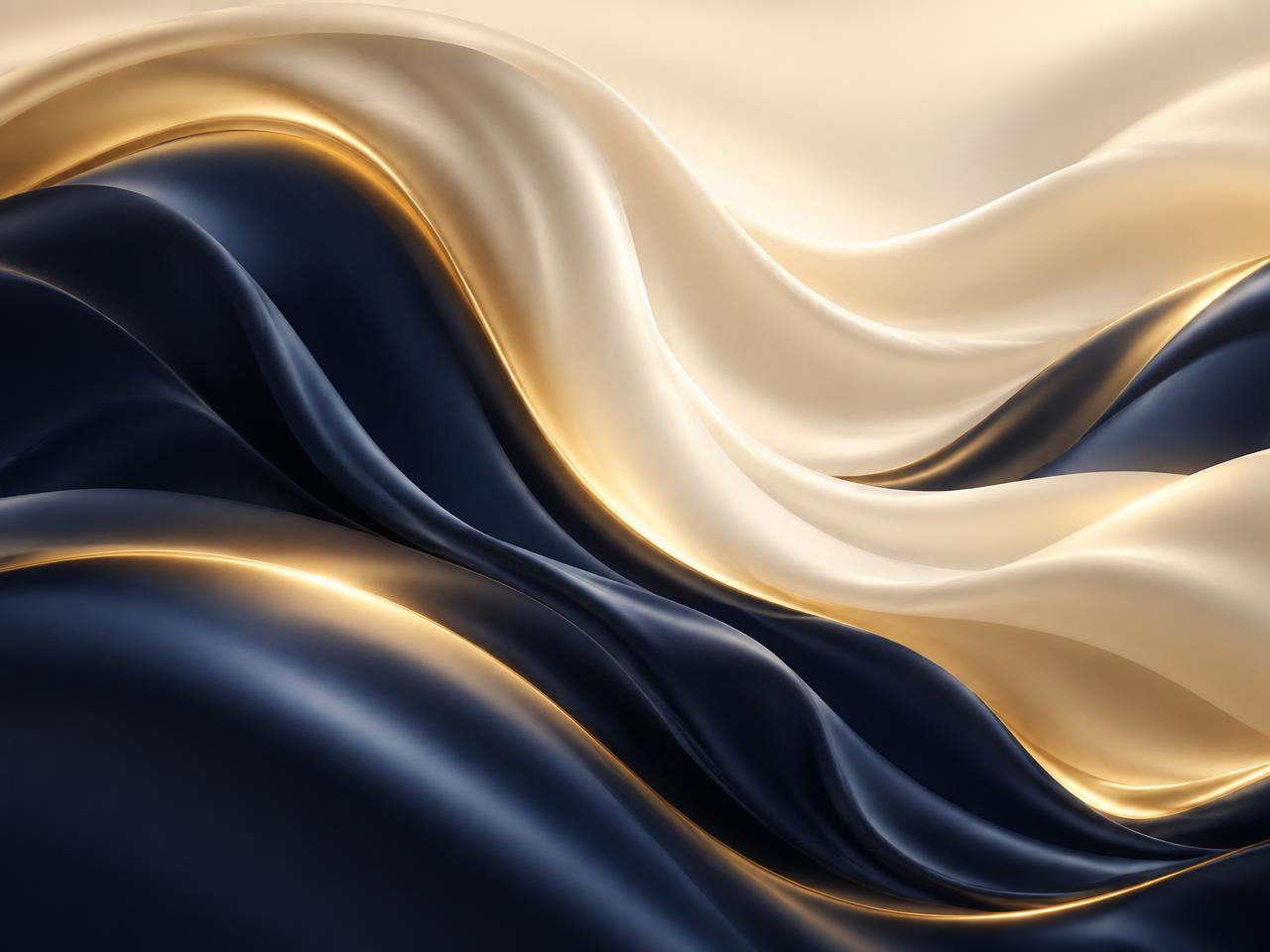 Ondas abstractas en crema y azul noche